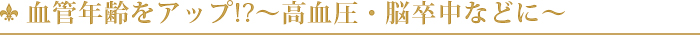 血管年齢をアップ!?～高血圧・脳卒中などに～